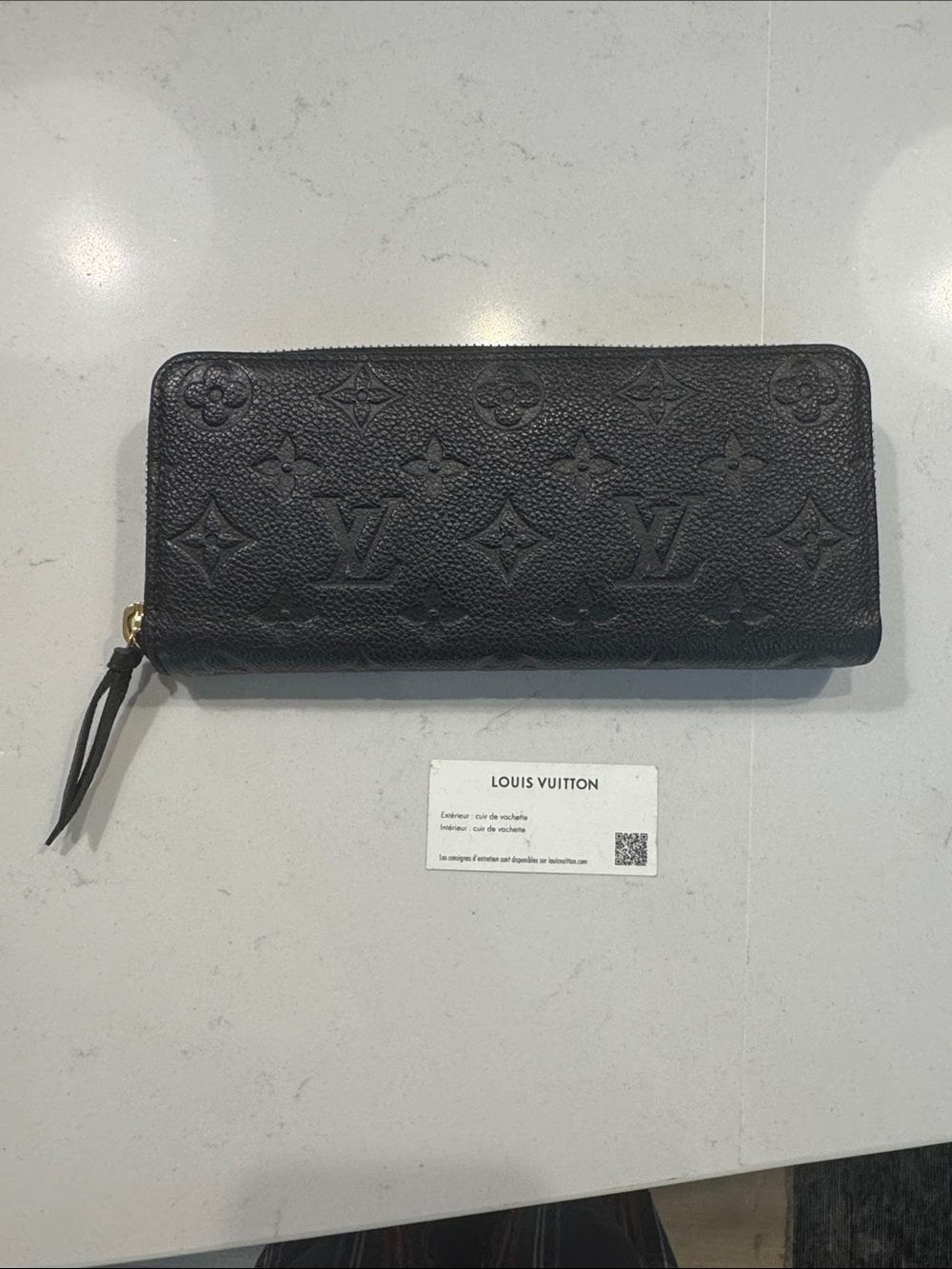 Louis Vuitton Black Embossed Monogram Zip Around Wallet